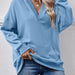 Color-Skyblue-Autumn Winter Women Tops Solid Color Hooded Kangaroo Pocket Long Sleeve Women Sweater-Fancey Boutique