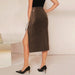 Leather Skirt Office Lady Sheath Skirt Repair Sexy Slit Leather Skirt Skirt-Fancey Boutique