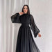 Color-Black-Elegant Half Turtleneck Long Sleeve Zipper Pleated Puffy Medium Long Trousers Fairy Dress Women-Fancey Boutique