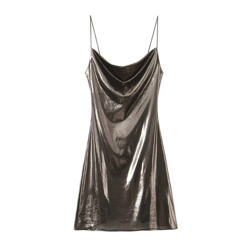 Color-Black-【MOQ-5 packs】 Fall Women Clothing Metal Strap Dress-Fancey Boutique