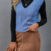 Color-Blue-Autumn Winter Hemp Pattern V neck Vest Sleeveless Sweater-Fancey Boutique