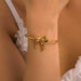 18K Gold-Plated Stainless Steel Bow Bracelet-One Size-Fancey Boutique