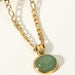 Inlaid Stone Round Pendant Chain Necklace-Fancey Boutique