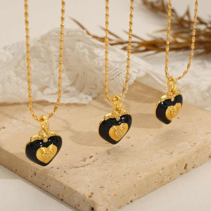 Titanium Steel Heart Shape Necklace-One Size-Fancey Boutique