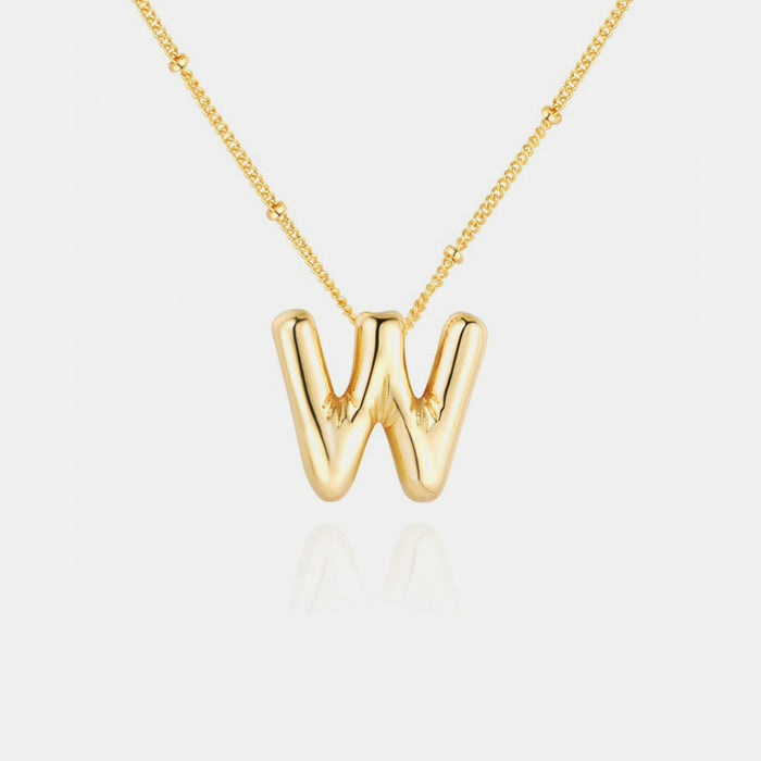 Gold-Plated Letter Pendant Necklace-One Size-Fancey Boutique