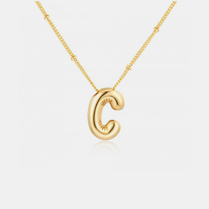 Gold-Plated Letter Pendant Necklace-One Size-Fancey Boutique