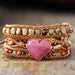 Handmade Heart Shape Triple Layer Beaded Bracelet-One Size-Fancey Boutique