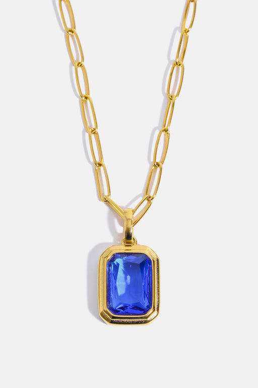 Zircon 18K Gold-Plated Geometrical Shape Pendant Necklace-One Size-Fancey Boutique