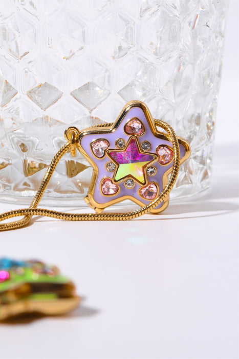 Rhinestone Decor Star Box Pendant Necklace-Fancey Boutique