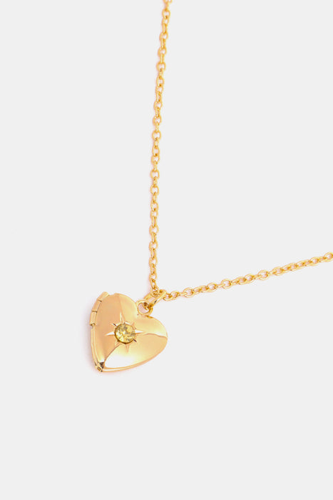 Zircon Heart Shape 14K Gold-Plated Pendant Necklace-Fancey Boutique
