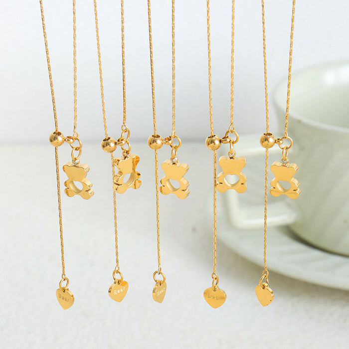 18K Gold-Plated Bear Necklace-One Size-Fancey Boutique