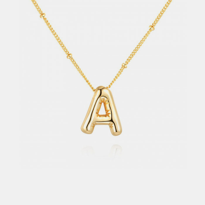 Gold-Plated Letter Pendant Necklace-One Size-Fancey Boutique