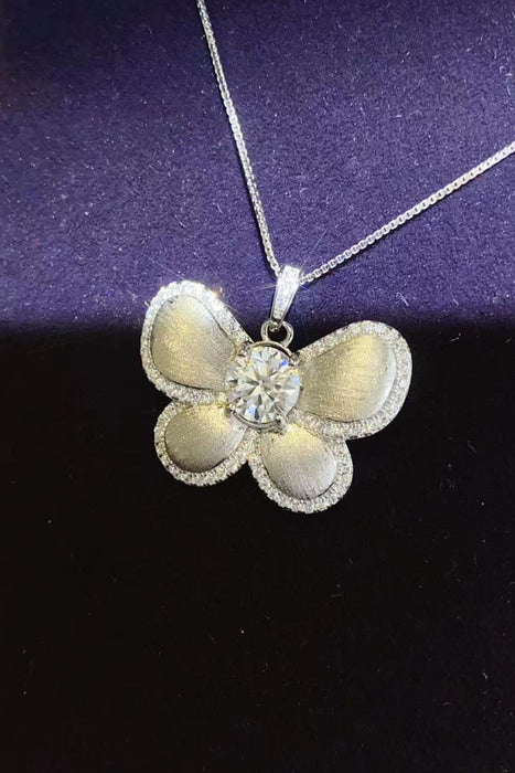 1 Carat Moissanite Butterfly Pendant Necklace-One Size-Fancey Boutique