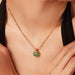 Inlaid Stone Round Pendant Chain Necklace-Fancey Boutique