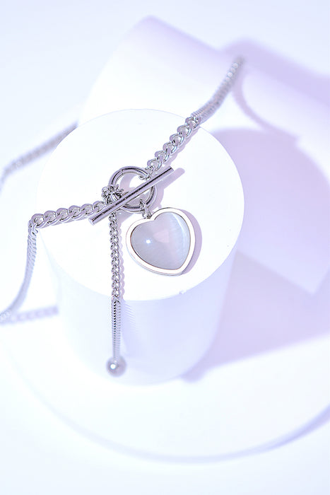Titanium Steel Heart Necklace-One Size-Fancey Boutique
