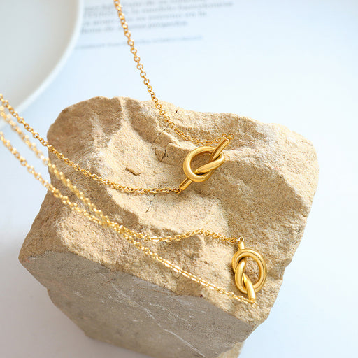 18K Gold-Plated Titanium Steel Knot Necklace-One Size-Fancey Boutique