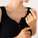 Pearl Titanium Steel Moon Shape Pendant Necklace-One Size-Fancey Boutique
