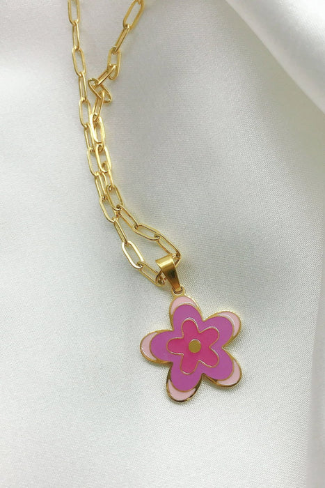 Flower Pendant Stainless Steel Necklace-One Size-Fancey Boutique