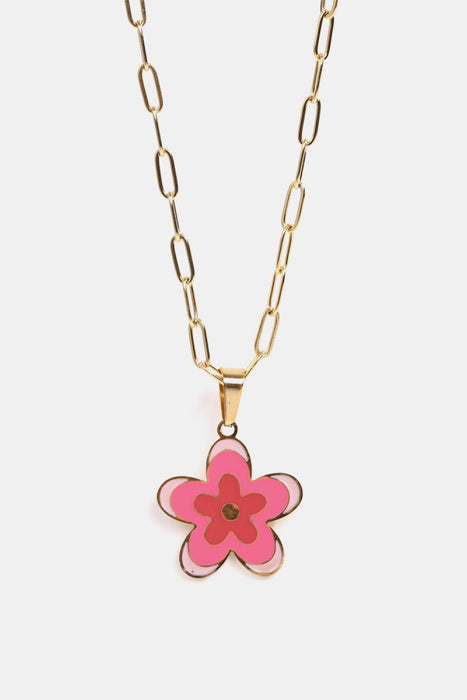 Flower Pendant Stainless Steel Necklace-One Size-Fancey Boutique