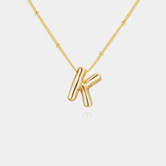 Gold-Plated Letter Pendant Necklace-One Size-Fancey Boutique