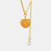 Titanium Steel Imitation Pearl Heart Pendant Necklace-One Size-Fancey Boutique