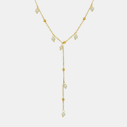 18K Gold-Plated Pearl Drop Necklace-One Size-Fancey Boutique