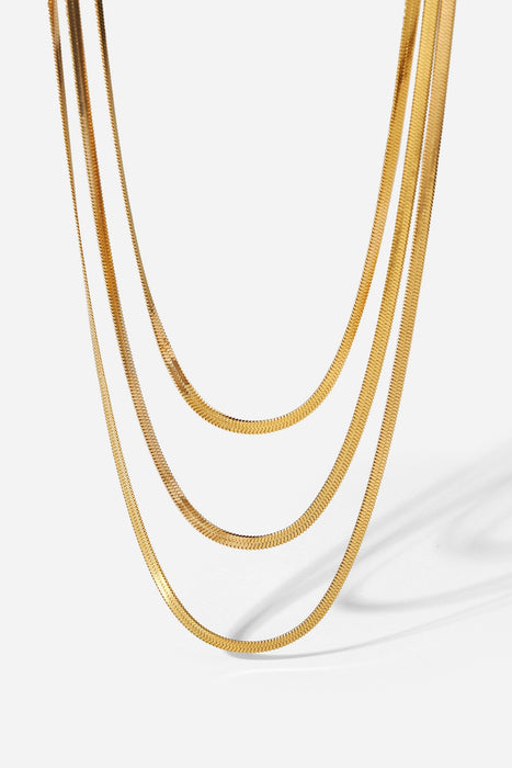 Triple-Layered Snake Chain Necklace-One Size-Fancey Boutique