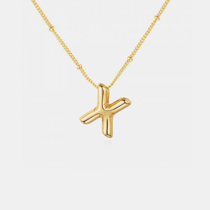 Gold-Plated Letter Pendant Necklace-One Size-Fancey Boutique