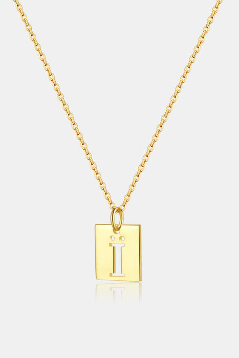 Cutout Rectangle Pendant Necklace-One Size-Fancey Boutique