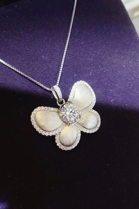 1 Carat Moissanite Butterfly Pendant Necklace-One Size-Fancey Boutique