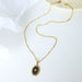 Gold-Plated Titanium Steel Oval Shape Pendant Necklace-One Size-Fancey Boutique