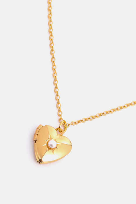 Zircon Heart Shape 14K Gold-Plated Pendant Necklace-Fancey Boutique