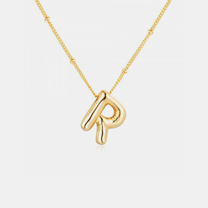 Gold-Plated Letter Pendant Necklace-One Size-Fancey Boutique