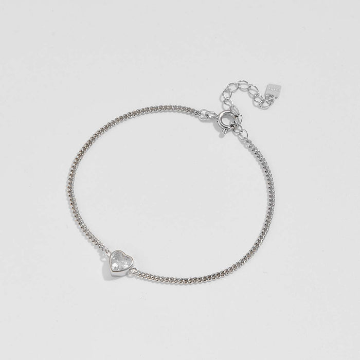 Heart Inlaid Zircon Spring Ring Closure Bracelet-Fancey Boutique