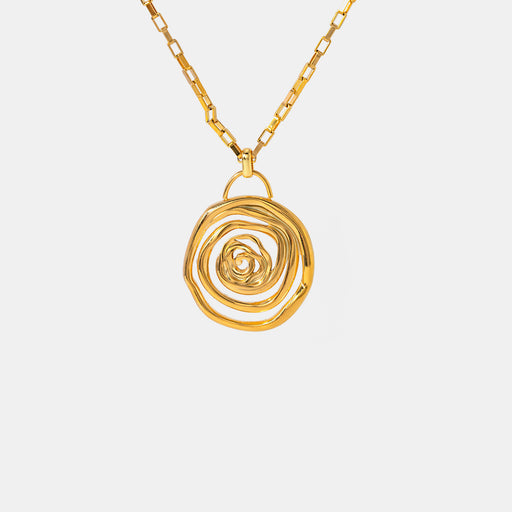 18K Gold-Plated Stainless Steel Spiral Pendant Necklace-One Size-Fancey Boutique