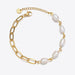 Half Pearl Half Chain Stainless Steel Bracelet-One Size-Fancey Boutique