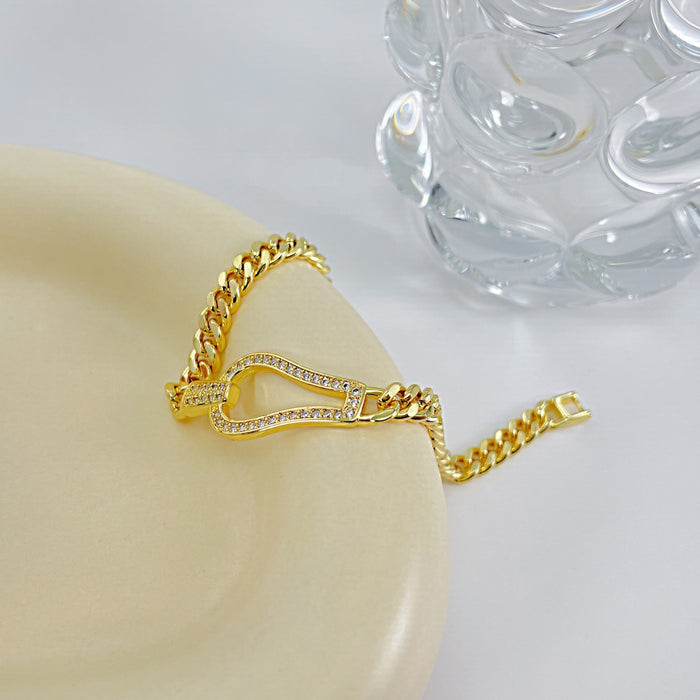 Gold-Plated Inlaid Zircon Bracelet-One Size-Fancey Boutique