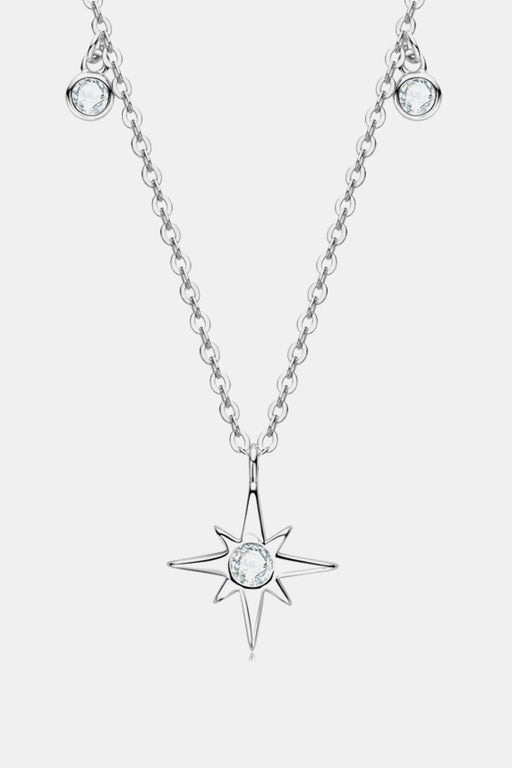 Moissanite North Star Pendant 925 Sterling Silver Necklace-One Size-Fancey Boutique