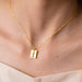 Inlaid Zircon Rectangle Pendant Necklace-Fancey Boutique