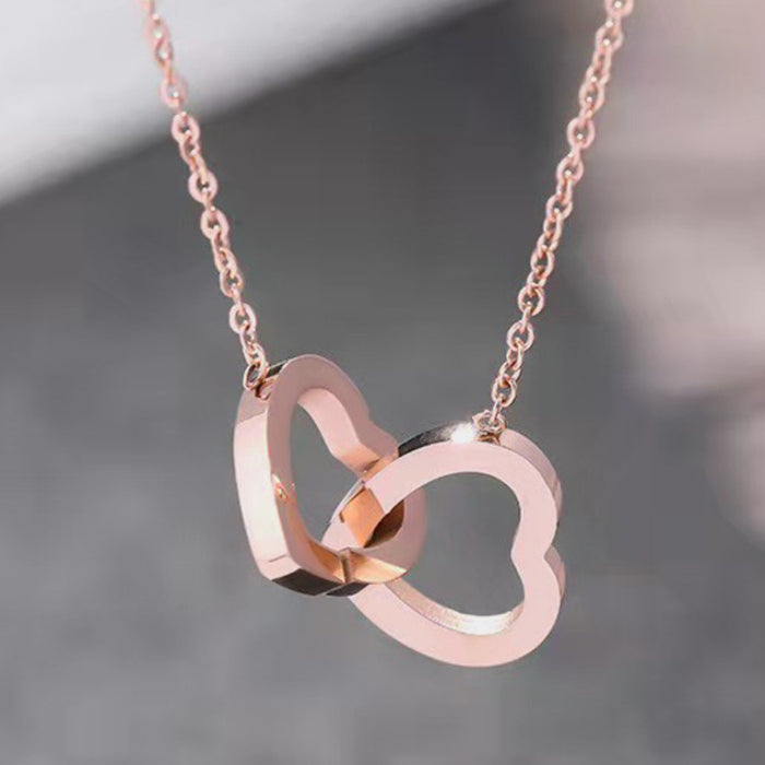 Alloy Double Heart Necklace-Fancey Boutique