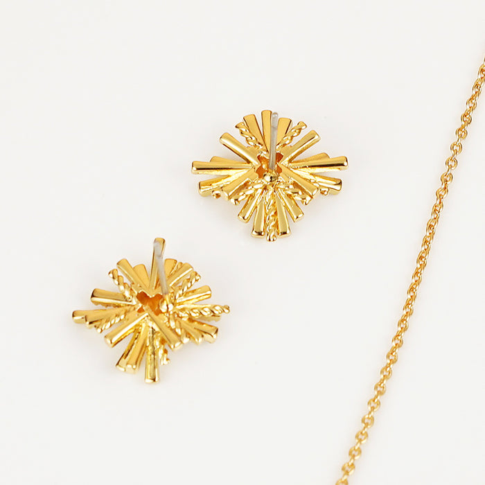 Starburst Gold-Plated Earrings and Necklace Set-One Size-Fancey Boutique