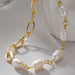 Half Pearl Half Chain Stainless Steel Bracelet-One Size-Fancey Boutique