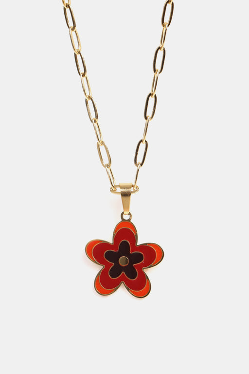 Flower Pendant Stainless Steel Necklace-One Size-Fancey Boutique