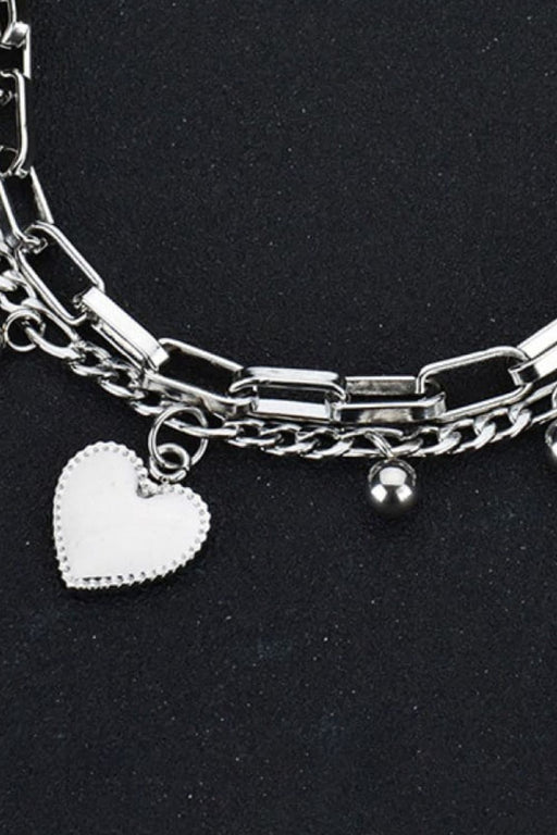 Heart Charm Stainless Steel Bracelet-Fancey Boutique