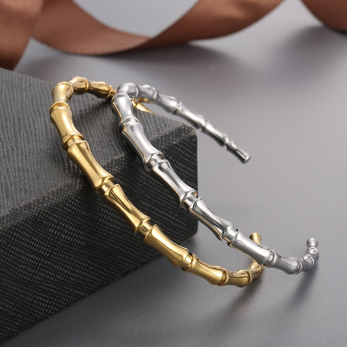 Stainless Steel Bamboo Shape Bracelet-Fancey Boutique