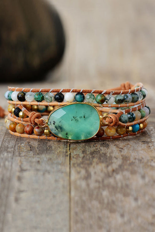 Natural Stone & Agate Layered Bracelet-One Size-Fancey Boutique