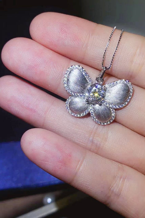 1 Carat Moissanite Butterfly Pendant Necklace-One Size-Fancey Boutique