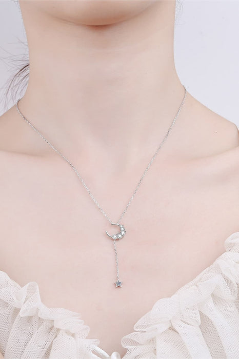 Star & Moon Moissanite Necklace-One Size-Fancey Boutique