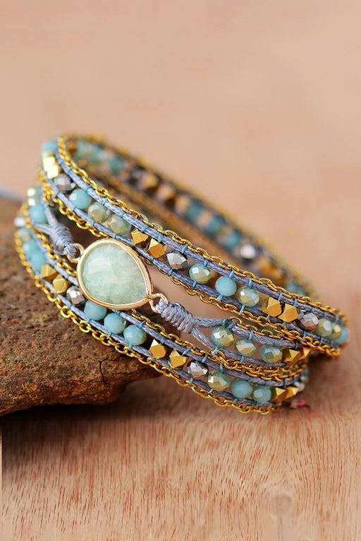 Handmade Teardrop Shape Triple Layer Beaded Bracelet-One Size-Fancey Boutique