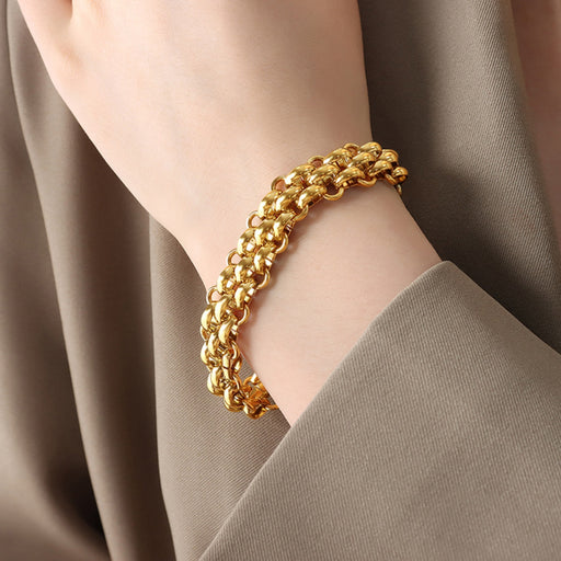 Gold-Plated Toggle Clasp Bracelet-One Size-Fancey Boutique